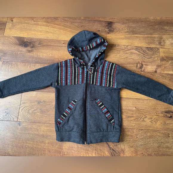 Mexican Gray Hoodie with Colorful Pattern size 6/7 - Picture 1 of 5